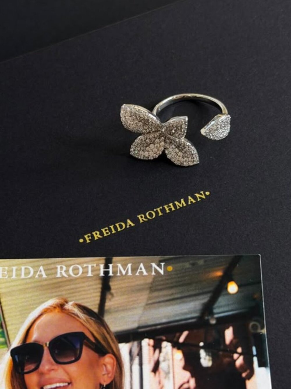 FREIDA ROTHMAN VAULT- Statement Flower Open Adjustable Rings Silver CZ Size 8